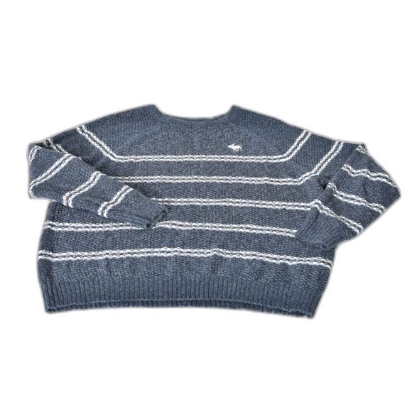 Abercrombie Navy Striped Lightweight Crew Neck Sweater Size Kids 11/12 - Picture 2 of 3